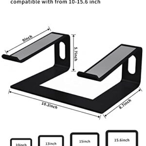 ALASHI Laptop Stand for Desk, Aluminum Computer Riser, Ergonomic Notebook Holder, Detachable Metal Laptops Elevator, PC Cooling Mount Support 10 to 15.6 Inches Notebook, Black