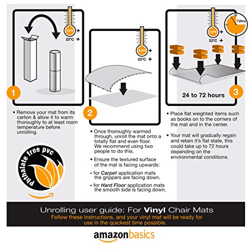 Amazon Basics Vinyl Chair Mat Protector for Hard Floors - 47 x 35 inches