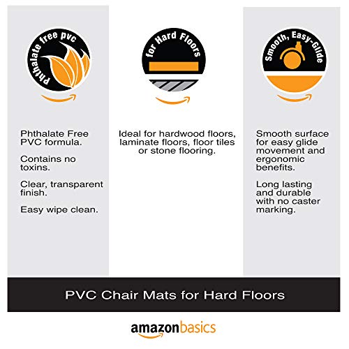 Amazon Basics Vinyl Chair Mat Protector for Hard Floors - 47 x 35 inches