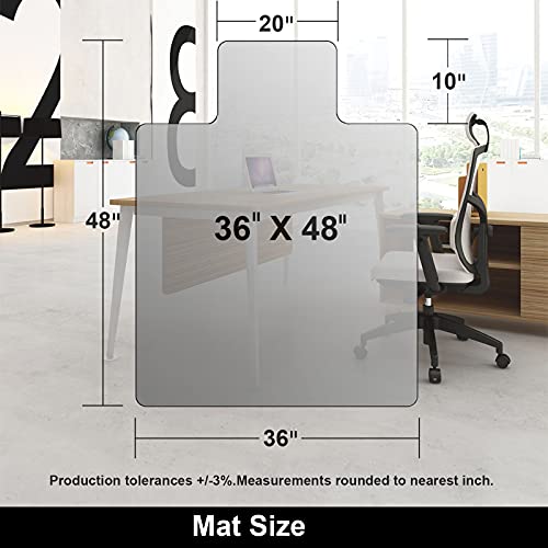 AiBOB Office Chair Mat for Hardwood Floors, 36 X 48 in, Heavy Duty Floor Mats for Computer Desk, Easy Glide for Chairs, Flat Without Curling