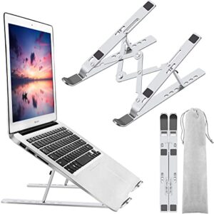 laptop stand, laptop holder riser computer stand, adjustable aluminum foldable portable notebook stand, compatible with macbook air pro, hp, lenovo, dell, more 10-15.6” laptops and tablets (silver)