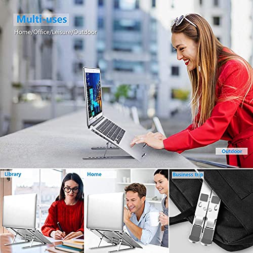 Laptop Stand, Laptop Holder Riser Computer Stand, Adjustable Aluminum Foldable Portable Notebook Stand, Compatible with MacBook Air Pro, HP, Lenovo, Dell, More 10-15.6” Laptops and Tablets (Silver)