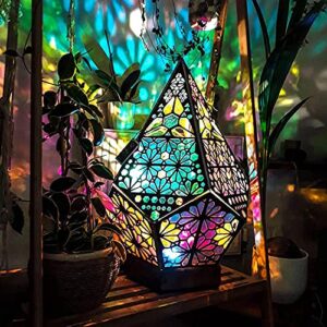 polar star large floor lamp with usb charging, bohemian hollow geometric retro floor decorative led colorful diamond lights colorful 3d projection night / desk lamp home decor wedding party