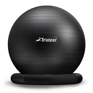 trideer ball chair yoga ball chair exercise ball chair with base for home office desk, stability ball & balance ball seat to relieve back pain, home gym workout ball for abs, pregnancy ball with pump