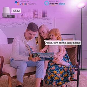 Smart RGB Floor Lamp Works with Alexa Google Home, WiFi Remote Modern Tall Standing Light, Super Bright 2000LM Color Changing & Dimmable Sky Torchiere LED Floor Lamp for Living Room, Bedroom (Black)