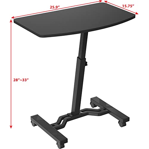 SHW Height Adjustable Mobile Laptop Stand Desk Rolling Cart, Height Adjustable from 28'' to 33'', Black