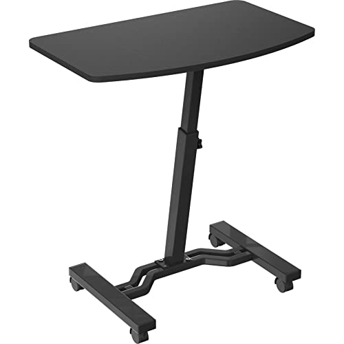 SHW Height Adjustable Mobile Laptop Stand Desk Rolling Cart, Height Adjustable from 28'' to 33'', Black