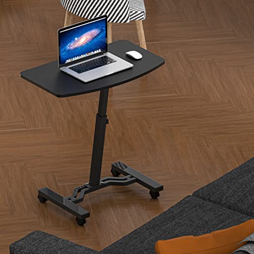 SHW Height Adjustable Mobile Laptop Stand Desk Rolling Cart, Height Adjustable from 28'' to 33'', Black