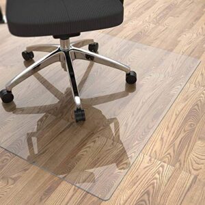 yecaye office chair mat for hardwood floor, 48″×36″ clear office floor mat, computer&desk chair mat, 2mm thick pvc heavy duty floor protector chair mats for rolling chairs, can’t be used on carpet