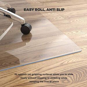 Yecaye Office Chair Mat for Hardwood Floor, 48"×36" Clear Office Floor Mat, Computer&Desk Chair Mat, 2mm Thick PVC Heavy Duty Floor Protector Chair Mats for Rolling Chairs, Can't be Used on Carpet