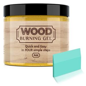 wood burning gel and mini squeegee – made in usa – 4 oz wood burning paste for crafting, drawing and diy arts and crafts – mini squeegee included – creates beautiful art in minutes