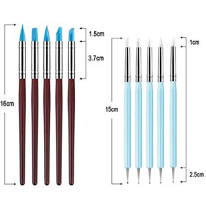 Yagugu Silicone Clay Sculpting Tool - 10Pcs Modeling Dotting Tool for Pottery Craft, Rock, Nail, Blending, Drawing