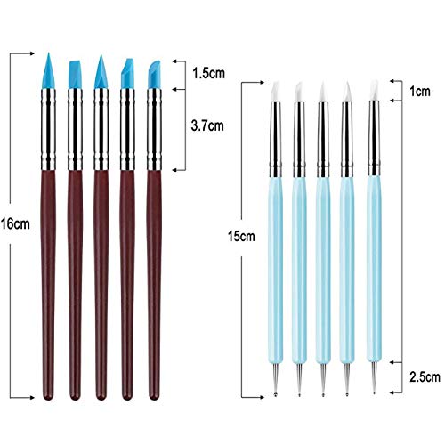 Yagugu Silicone Clay Sculpting Tool - 10Pcs Modeling Dotting Tool for Pottery Craft, Rock, Nail, Blending, Drawing