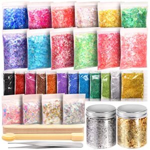 41pcs resin supplies kit, leobro extra fine glitter for resin, resin glitter flakes sequins, foil flakes, mixing stick &tweezers, craft glitter for resin crafts, nail art, jewelry tumbler making
