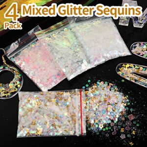 41PCS Resin Supplies Kit, LEOBRO Extra Fine Glitter for Resin, Resin Glitter Flakes Sequins, Foil Flakes, Mixing Stick &Tweezers, Craft Glitter for Resin Crafts, Nail Art, Jewelry Tumbler Making