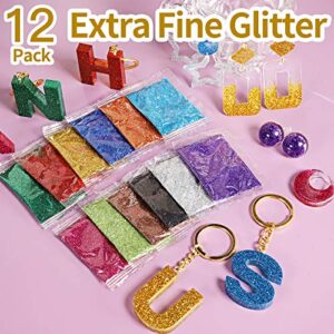 41PCS Resin Supplies Kit, LEOBRO Extra Fine Glitter for Resin, Resin Glitter Flakes Sequins, Foil Flakes, Mixing Stick &Tweezers, Craft Glitter for Resin Crafts, Nail Art, Jewelry Tumbler Making