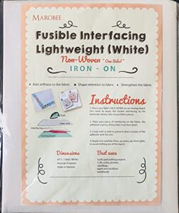 marobee white fusible interfacing lightweight non-woven for sewing and quilting projects, ultra adhesive bond iron-on one sided – apparels and face masks, diy crafts (40 inch x 3 yard)