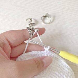 3 pcs adjustable knitting loop crochet loop knitting accessories, hand-made silver-plated copper rings, faster crocheting, advanced peacock ring, yarn guide finger holder knitting thimble