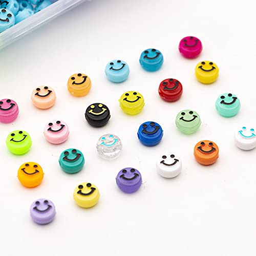 480 Pcs 14 Colors Acrylic Smiley Face Beads for Jewelry Bracelet Earring Necklace Craft Mobile Phone Pendant Making Kit (Multicolor)