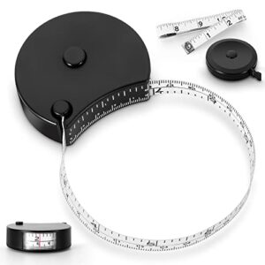 body tape measure, body measuring tape for weight loss, fitness, bodybuilding. lock pin, retractable soft sewing tape for tailors, measures body part circumferences by single hand, 60inch/150cm, 3 pcs