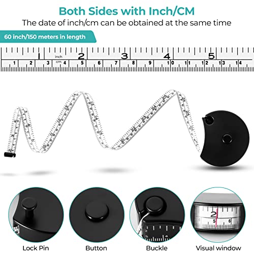 Body Tape Measure, Body Measuring Tape for Weight Loss, Fitness, Bodybuilding. Lock Pin, Retractable Soft Sewing Tape for Tailors, Measures Body Part Circumferences by Single Hand, 60Inch/150cm, 3 PCS