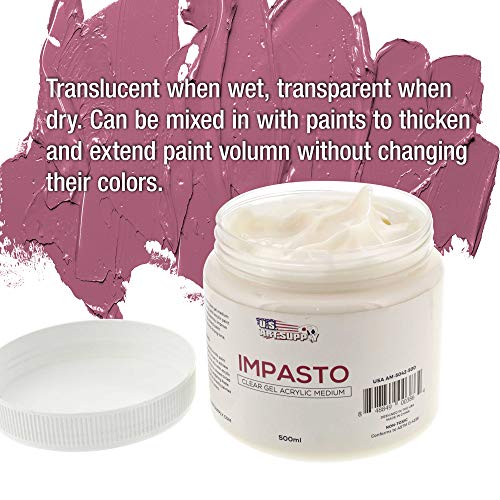 U.S. Art Supply Impasto Clear Gel Acrylic Medium, 500ml Tub