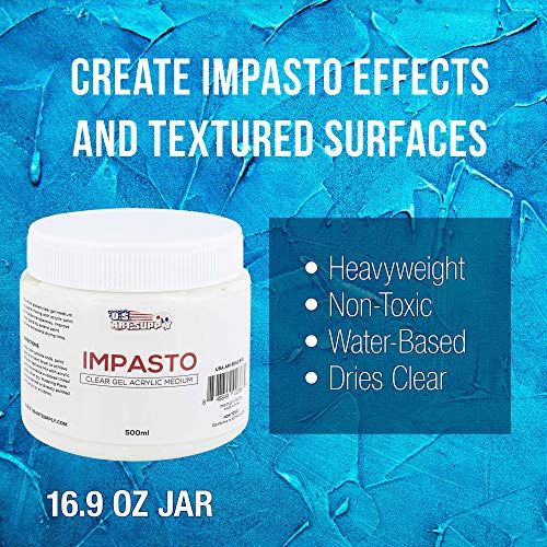 U.S. Art Supply Impasto Clear Gel Acrylic Medium, 500ml Tub