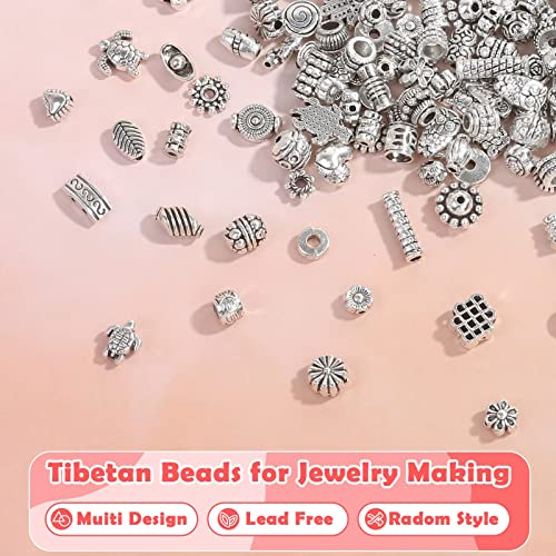 350 Pcs Silver Spacer Beads for Jewelry Making, Mixed Jewelry Spacer Beads Bulk Random Styles Metal Beads for Bracelets, Necklace, Earring Jewelry Making