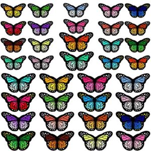 20pcs butterfly iron on patches, 2 size embroidered sew applique repair patch