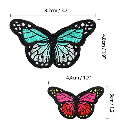 20pcs Butterfly Iron on Patches, 2 Size Embroidered Sew Applique Repair Patch