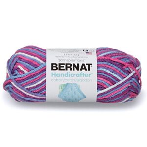 bernat handicrafter cotton ombre yarn, 1.5 oz, gauge 4 medium, 100% cotton, purple perk ombre
