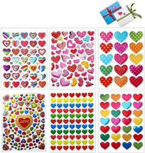 love heart stickers, 60 sheets colorful heart decorative stickers for valentine’s day, anniversaries, wedding