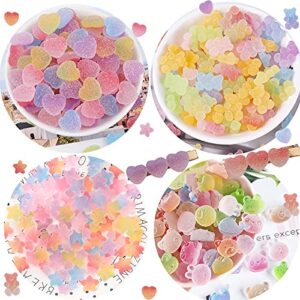 120pcs slime charms kawaii candy resin charms 3d cute nail charms mini flatback beads gummy bear charms bulk resin jewelry making candy embellishments supplies for cell phone scrapbooking diy crafts