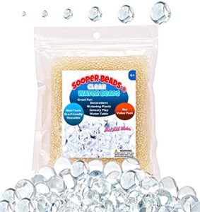 sooperbeads 20,000 vase filler beads gems water growing crystal clear translucent gel pearls for vases, wedding centerpiece, floral decoration, plants, kids sensory play water table activities (clear)