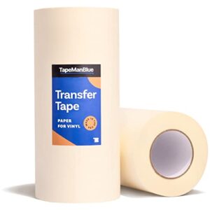 12″ x 300′ roll of paper transfer tape for vinyl, made in america, premium-grade transfer paper for vinyl with layflat adhesive for cricut vinyl crafts, decals, and letters