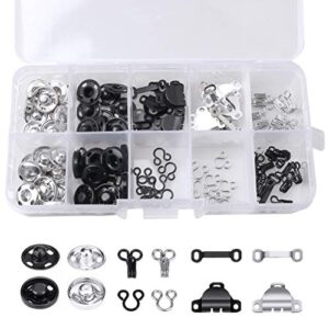 FASHIONTOAD 50 Pairs 3 Styles Skirt Hooks and Eyes Sewing Hook, Sewing Snaps Clothing Fixing Tools with Metal Snaps Buttons Fasteners Press Studs for Trousers Skirt Dress Sewing and Crafting