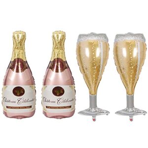 horuius champagne bottle balloons champagne glass balloon mylar foil balloons birthday engagement bachelorette party bridal shower wedding celebration anniversary decorations 4pcs