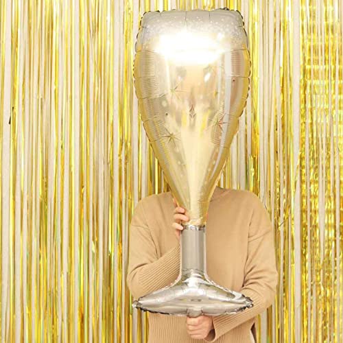 HORUIUS Champagne Bottle Balloons Champagne Glass Balloon Mylar Foil Balloons Birthday Engagement Bachelorette Party Bridal Shower Wedding Celebration Anniversary Decorations 4PCS