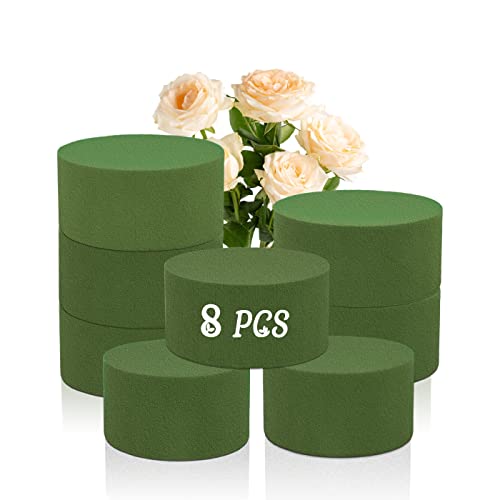 SupKing 8 Pcs Floral Foam Round Artificial Flower Foam Styrofoam Blocks for Flower Arrangements 3.2”x1.6" Dry and Wet Green Plant Foam Florist Foam for Fresh Flowers