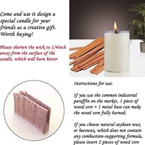 PXBBZDQ Wood Candle Wicks,0.5 X5.9 Inch Wooden Candle Wick,100 pcs Crackling Wood Wicks for Candles,Wood Wicks for Candles Making, （DIM.-.030-.500-6）-（50 Sets）