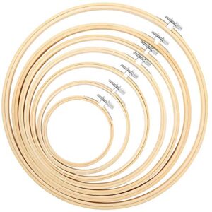 caydo 7 pieces 7 sizes embroidery hoops set 4 inch to 12 inch bamboo circle cross stitch hoop rings for craft sewing and ornaments