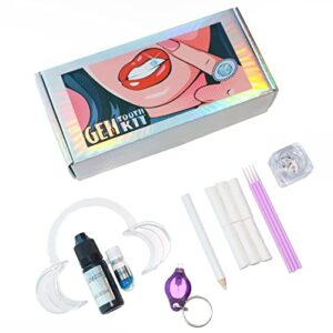 nanafla tooth gem kit with uv light and glue diy teeth jewelry starter kit 23 pieces crystals and cheek retractor incldues butterfly & 2 set of cat paw/heart-shaped gems great tooth jewelry gems kit