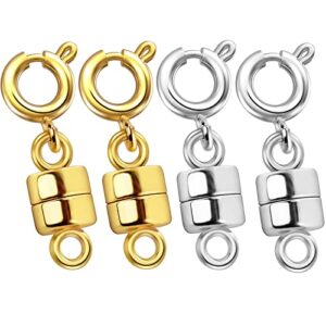 Kcctoo Magnetic Necklace Clasps and Closures - 14k Gold and Silver Plated Bracelet Connectors for Necklaces Chain Jewelry Making 
