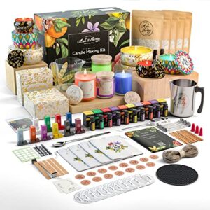 ASH & HARRY (US Based Company Premium Candle Making Kit - Complete DIY Starter Set - Pure Soy Wax, Designer 10 Tin & Glass Jars - 10 CPL Branded Fragrances, Soy Wax Candle Maker Dyes