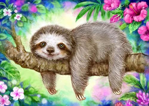 Diamond Painting Kits for Adults,5D Sloth Diamond Art Kit,Diamond Painting Kit Full Drill Round for Gift,Wall Decor,Relaxing(12x16)