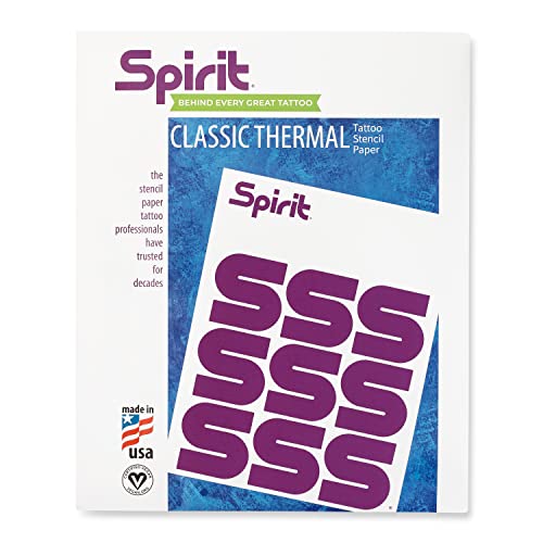 Spirit Tattoo Transfer Paper - A4-Size Stencil Paper for Tattooing - Certified Vegan and Easy Transfer Tattooing Transfer Paper with Vegetable Wax and High-Visibility Purple Dye (25 Count)