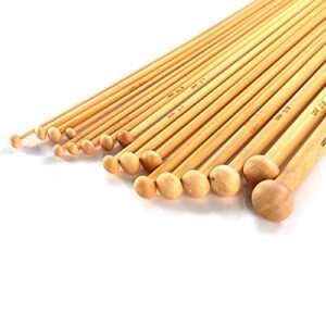 LIHAO 36 PCS Bamboo Knitting Needles Set (18 Sizes From 2.0mm to 10.0mm)