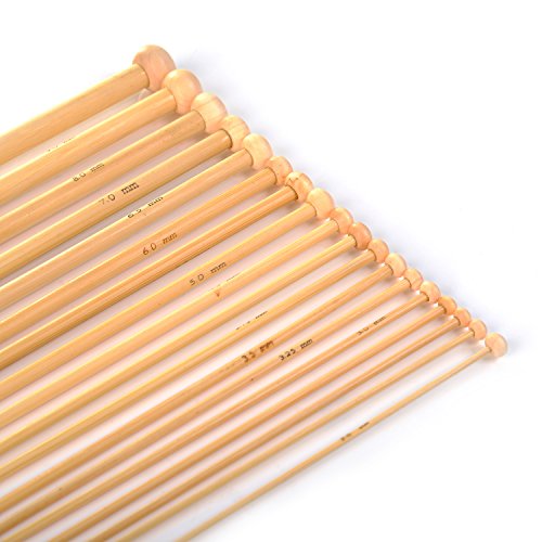 LIHAO 36 PCS Bamboo Knitting Needles Set (18 Sizes From 2.0mm to 10.0mm)