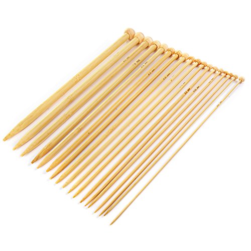 LIHAO 36 PCS Bamboo Knitting Needles Set (18 Sizes From 2.0mm to 10.0mm)