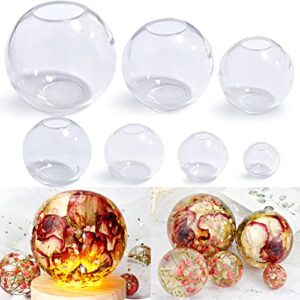 resinworld set of 4″, 3″, 2.5″, 2″, 1.7″, 1.3″, 0.9″ clear silicone sphere molds, large 3d seamless sphere silicone molds for resin casting, round ball orbs epoxy resin mold for jewelry, soap, candle